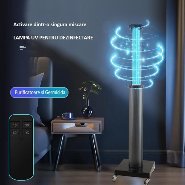 lampa uv c automata cu ozon tub telescopic telecomanda timer senzor miscare 150w 200 mp 27075 11 1