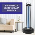 Lampa germicida UV-C cu ozon, telecomanda, timer, functie delay, cadru metalic, 36W