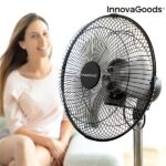 Ventilator cu picior InnovaGoods, 60 W, Oscilatie 360º, trei trepte de viteza, diametru elice 30 cm, Negru
