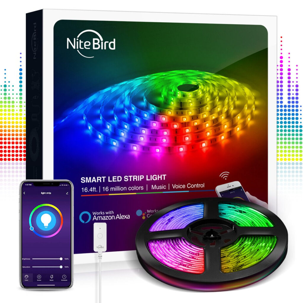 Banda LED RGB Smart NiteBird SL1 WiFi USB, 2.8 metri, sincronizare cu muzica