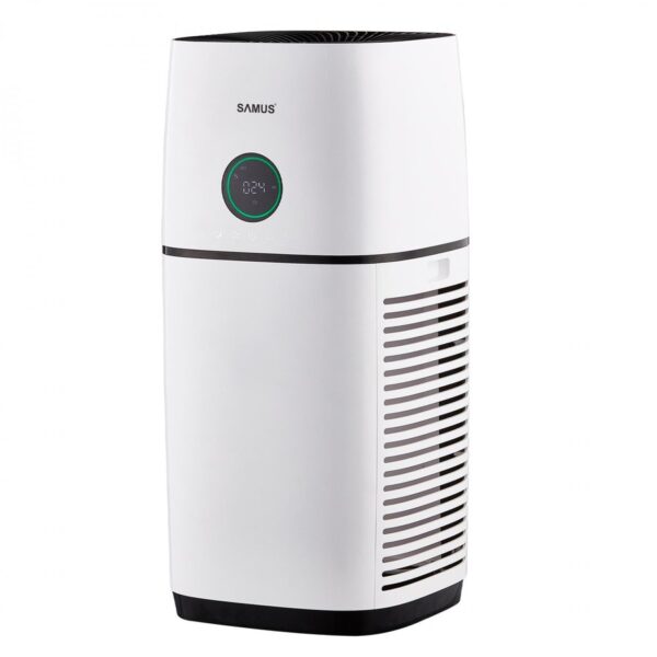 Purificator de aer Samus Expert 66 mp WIFI, Filtrare in 3 trepte + ionizare negativa, CADR 500 m3/h, Senzor fum/praf, Senzor PM 2,5 , 66W Alb