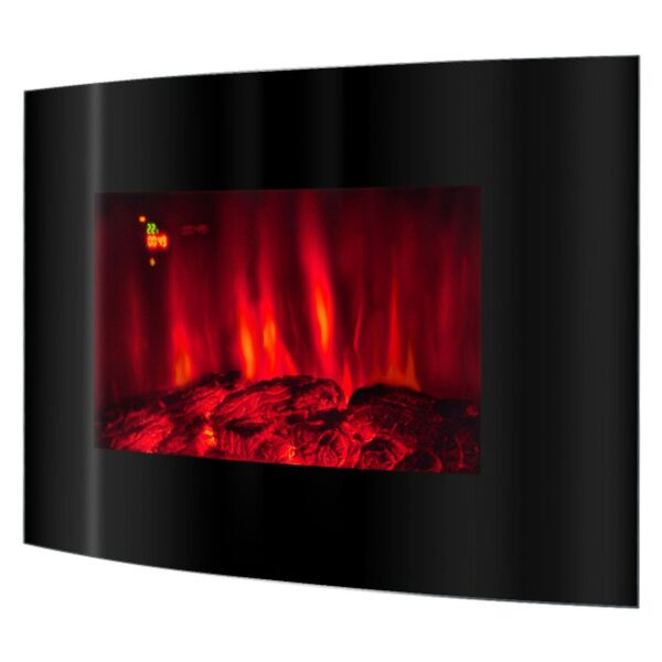 Semineu Electric Art Flame Carlos 3D, 3 teme de culoare, Functie incalzire, Telecomanda, Timer, 750/1500W, negru