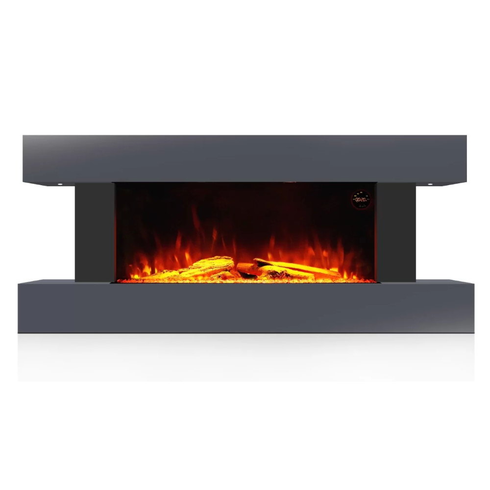 Semineu Electric Luxe Fire 3D cu Sunet busteni, Smart WIFI, 7 teme de culoare, Functie incalzire, Telecomanda, Timer, 1000W/ 2000W, Gri