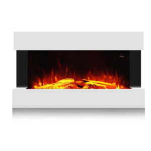 Semineu Electric Luxe Fire Noble 3D, Studio Sound, Smart WIFI, 7 teme de culoare, Functie incalzire, Telecomanda, Timer, 1000W/ 2000W, alb