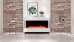Semineu Electric Luxe Fire Noble 3D, Studio Sound, Smart WIFI, 7 teme de culoare, Functie incalzire, Telecomanda, Timer, 1000W/ 2000W, alb