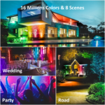 Set 2 proiectoare Smart LED RGB Novostella, BT Mesh, Alexa, Google , 25W, Sincronizare muzica, Exterior IP66 waterproof, Tuya / Smart Life