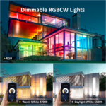 Set 2 proiectoare Smart LED RGB Novostella, BT Mesh, Alexa, Google , 25W, Sincronizare muzica, Exterior IP66 waterproof, Tuya / Smart Life