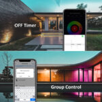 Set 2 proiectoare Smart LED RGB Novostella, BT Mesh, Alexa, Google , 25W, Sincronizare muzica, Exterior IP66 waterproof, Tuya / Smart Life