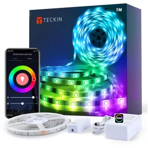 Banda LED Teckin SL02, 5M RGB, 18W, Sincronizare Muzica, Smart, Wifi, Smart Life, Telecomanda, Alexa, Google Assistant