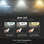Candelabru cu ventilator 45W, LED 35W 3000lm, telecomanda, lumina rece-neutra-calda, Gri, V-TAC