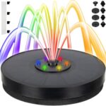 Fantana arteziana solara de piscina, iluminare LED Multicolor, senzor lumina, 7 tipuri de jet de apa