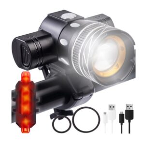 Far si lumina spate bicicleta, LED-uri puternice, acumulator USB, rotire 360 °