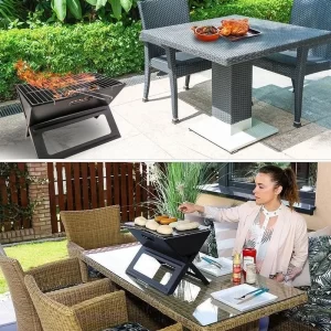 Gratar de gradina pliabil cu set 3 accesorii grill portabil otel 1