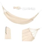 Hamac de gradina single Sicilia, 200 x 80 cm, crem, greutate 150 kg, sac de depozitare