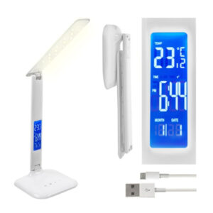 Lampa LED pentru birou cu display LCD 55 lm, 5W, 3 moduri iluminare, intensitate reglabila, termometru