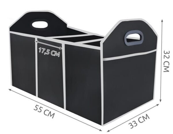 Organizator pliabil de portbagaj cu 3 compartimente, manere sustinere, material textil, negru
