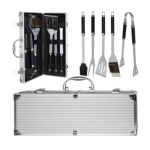 Set ustensile gratar 5 accesorii, otel inoxidabil, carcasa aluminiu,
