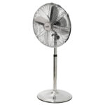 Ventilator cu stativ Home, cromat, palete metalice, 3 trepte viteza, 50 W
