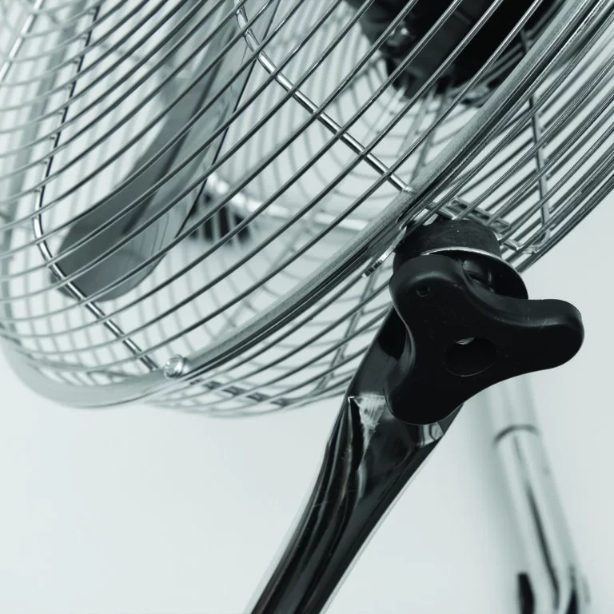 Ventilator de podea industrial Home, 90W, palete metal, 3 trepte de viteza, diametru 40 cm, Inox