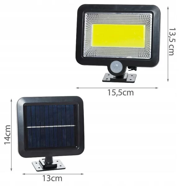 Reflector solar 100 led-uri, senzor de miscare raza 5 m, impermeabil, cablu 5 m