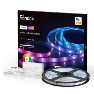 Banda LED Sonoff Wifi RGBIC L3-Pro, 5m, Smart, Bluetooth, Sincronizare Muzica, 30 LED/m, Alimentare USB