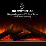 Semineu Electric Luxe Fire Elegance 3D cu Sunet busteni, Smart WIFI, 132 cm, 7 teme de culoare, Functie incalzire, Telecomanda, Timer, 1000W/ 2000W, Gri