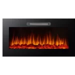 Semineu electric de perete incorporabil Bewello 3D, 9 teme de culori flacara, termostat, timer, control telecomanda, protectie la supraincalzire, 2 trepte de incalzire, 91 x 48 x 15 cm