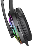 Casti gaming Dunmoon High Tech cu fir, iluminare RGB, sunet clar, microfon ajustabil, negru
