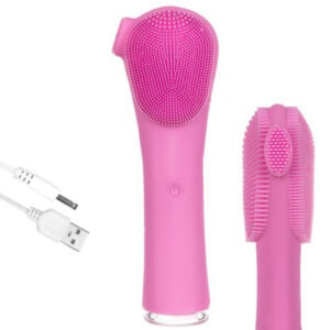 Perie electrica sonica pentru curatare si masaj facial, cu 3 tipuri de peri din silicon, 5 trepte, culoare roz