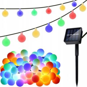 Ghirlanda luminoasa solara cu 50 de globuri multicolore, 7 m lungime, impermeabila