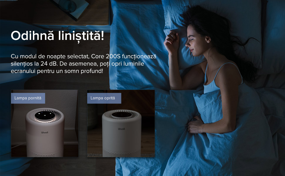Purificator de Aer Smart Levoit Core 200S Wi Fi Filtru 3 in 1 True HEPA H13 Carbon Activ Super Silent Alexa Google Home Touch Screen 3