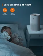 Purificator de Aer TaoTronics TT-AP005, CADR 250 m3h, Fitru Hepa 3 in 1, Filtrare 99.97, 4 viteze, Senzor calitate aer,  Senzor inlocuire filtru, silentios Alb