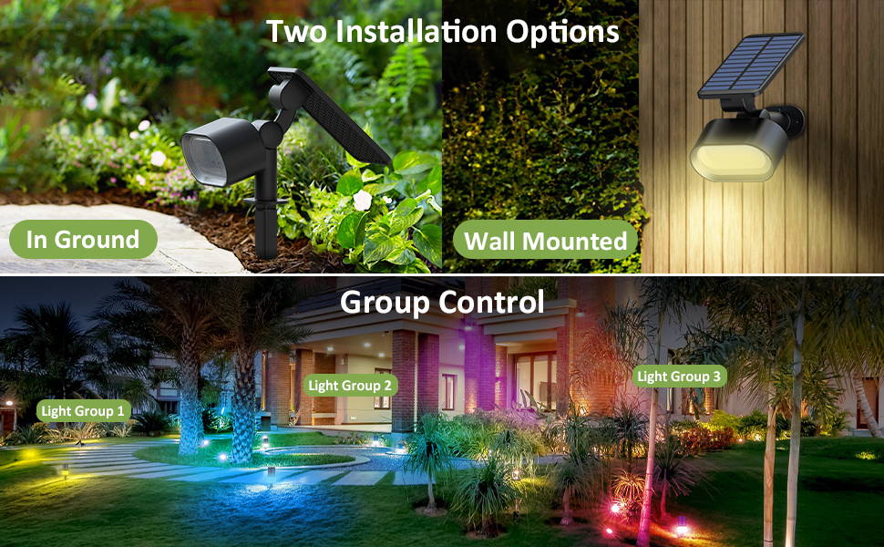 Set 2 lampi solare Novostella RGB Inteligente Bluetooth Control Aplicatie sincroniz 3