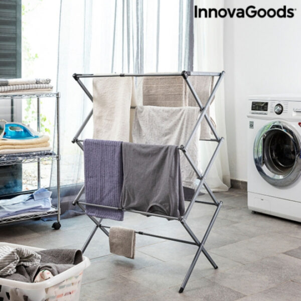 Suport uscare de rufe pliabil si extensibil din metal, cu 3 inaltimi, 11 bare, Cloxy Innovagoods