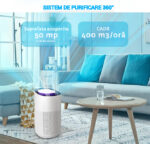 Purificator de aer Home cu lumina UV, 5 etape de filtrare, Touch Screen, Mod Auto, Timer, CADR 400 mc/h, 50 mp