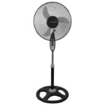 Ventilator cu picior Esperanza Typhoon, 3 trepte de viteza, 50W, diametru elice 40 cm, alb-negru