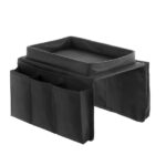 Tavita pentru canapea multifunctionala cu organizator de telecomenzi, 6 compartimente, neagra
