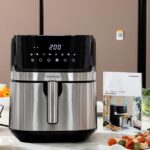 Friteuza cu aer cald fara ulei Air Fryer Innovagoods Fryinn Pro 5500 Negru Otel Inoxidabil 1700 W 5,5 L, 8 programe presetate, 100 retete