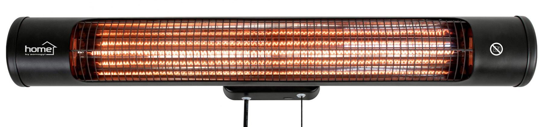 Radiator de perete Home cu fibra de carbon, montare perete, comutator cu snur, 1200W, 2 trepte de caldura, unghi reglabil, negru