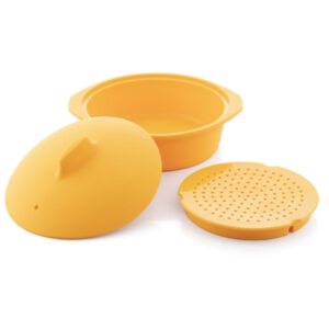 Vas de gatit cu abur multifunctional din silicon cu retete Silicotte InnovaGoods,