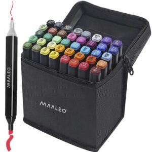 Set 40 markere evidentiatoare colorate cu varf dublu Sketch Markers, gentuta transport