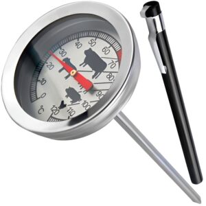 Termometru alimentar cu tija pentru carne, fara mercur, 0-120°C, 5.2x11cm, Inox, Gri