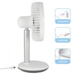 Ventilator de masa cu acumulator Home Ocean Breeze, 5W, USB, 4 trepte de viteza, Oscilare, Reglabil, Silentios, Alb