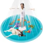 Covoras de apa cu fantana arteziana, Kruzzel Summer Joy, diametru 165 cm, albastru
