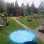 Covoras de apa cu fantana arteziana, Kruzzel Summer Joy, diametru 165 cm, albastru