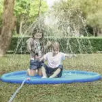 Covoras de apa cu fantana arteziana, Kruzzel Summer Joy, diametru 165 cm, albastru