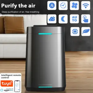 Purificator de Aer Hanker X8, fara consumabile, cu 7 straturi de filtrare, UV-C, tehnologie plasma si electrostatica, Smart WiFi, Dual Senzor - 450m³/h