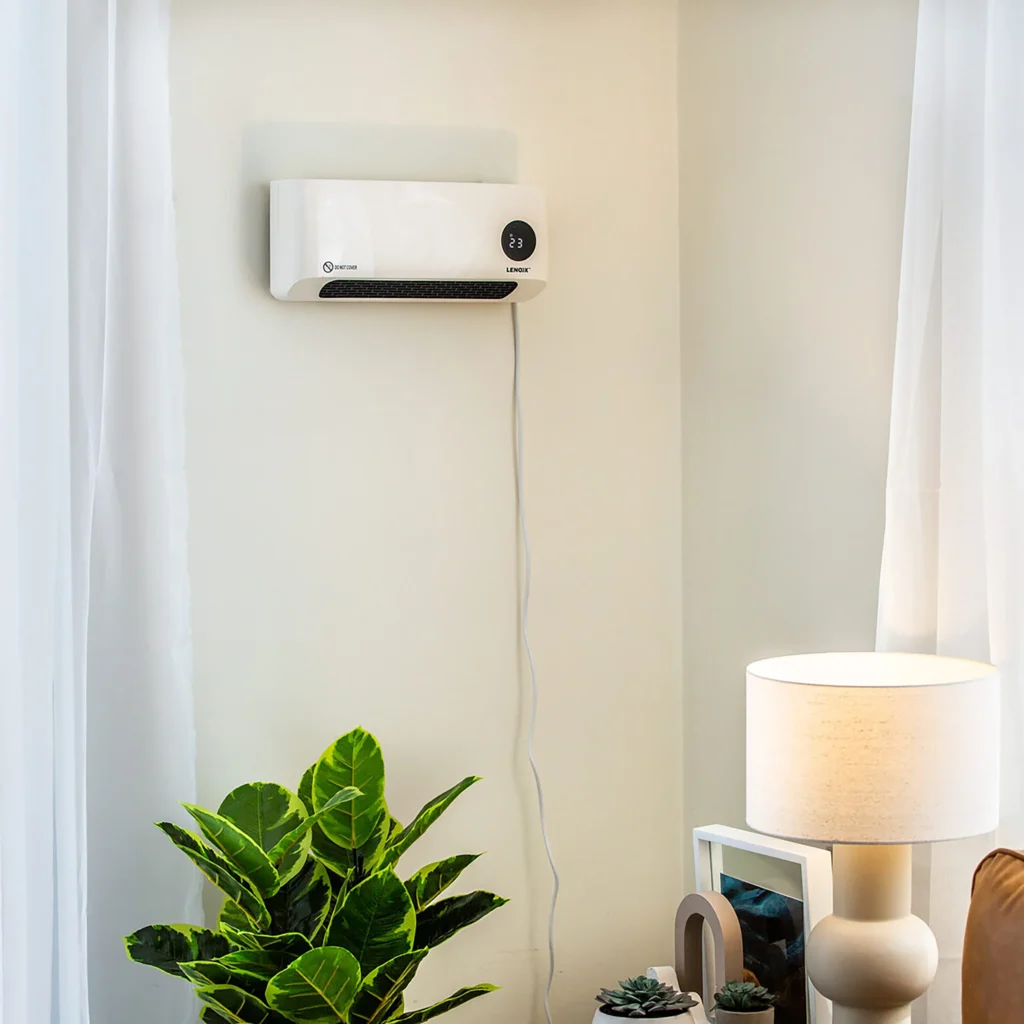 Aeroterma de Perete cu Ventilator Smart WiFi HeatPro 2000W, Telecomanda, Termostat, Timer, Ventilatie, 2 trepte, alb