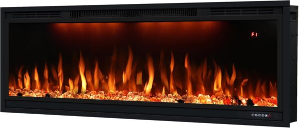 Semineu Electric 3D incorporabil sau de perete Schubert Belmont, 100 combinatii de culori, 106,5 x 45 cm, Termostat, Telecomanda, Timer, 1500W
