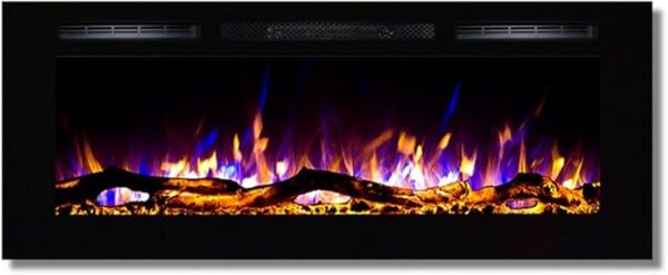 Semineu Electric 3D incorporabil sau de perete Schubert Belmont, 100 combinatii de culori, 106,5 x 45 cm, Termostat, Telecomanda, Timer, 1500W